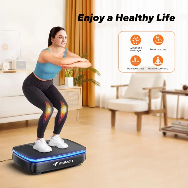 Vibration Plate Exercise Machine with Light Whole Body Workout Power Vibrate Platform - Image 6