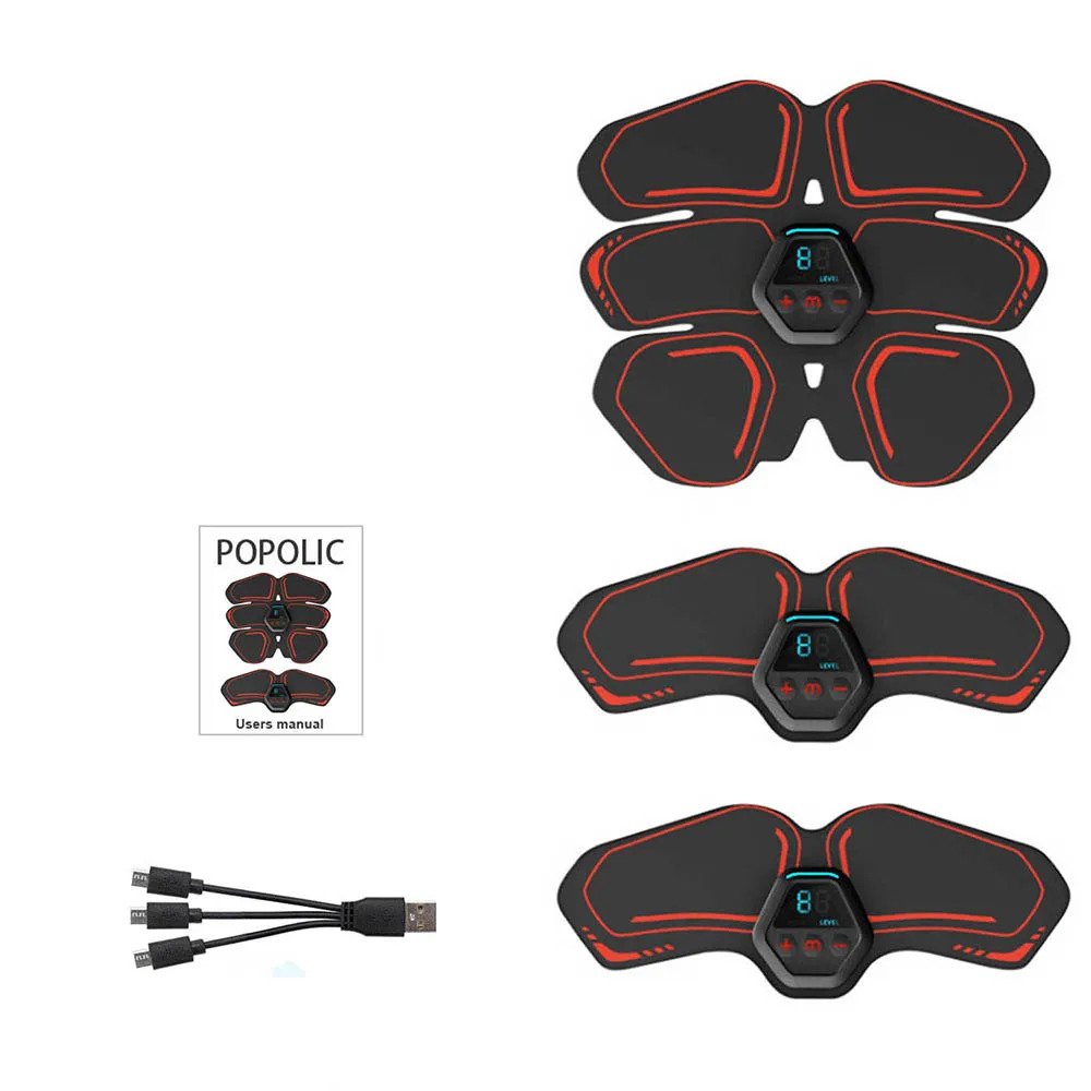 Abs Muscle Stimulator EMS Hip Trainer Electric Abdominal Muscle Toner Rechargeable LCD Display Body Slimming Massage