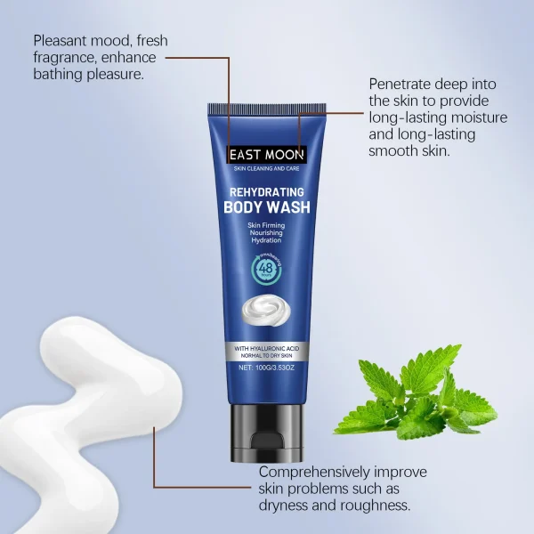 Revitalizing Hyaluronic Men's Shower Gel - Long-Lasting Fragrance, Deep Moisturization & Exfoliation for Refreshing Skin - Image 3