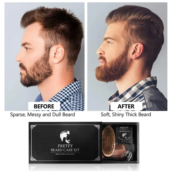 Ultimate 10-in-1 Beard Growth Kit: Oil, Balm, Conditioner, Shampoo, Roller & Comb - Perfect Gift for Men! - Image 3