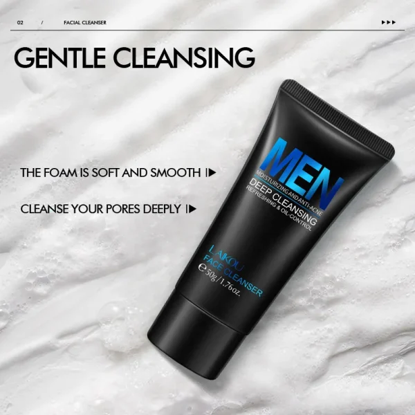 Men Facial Cleanser Face Wash Moisturizing Man Skin Care Oil Control Blackhead Remove Scrub Cosmetics Deep Norishing 50G - Image 8