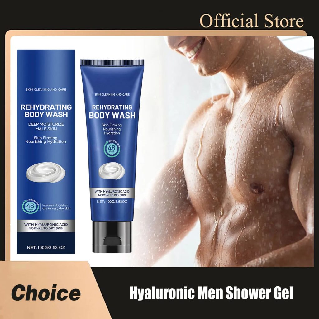 Revitalizing Hyaluronic Men's Shower Gel - Long-Lasting Fragrance, Deep Moisturization & Exfoliation for Refreshing Skin