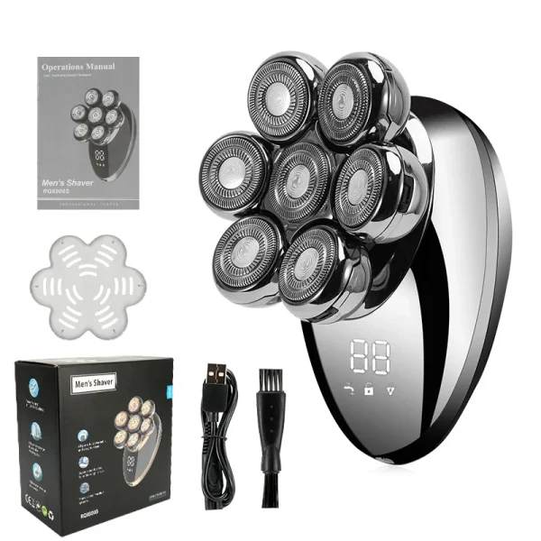 7D Floating Electric Shaver for Men - Wet/Dry Rechargeable Razor with LCD Display for Smooth Shaving and Bald Head Grooming - Image 11