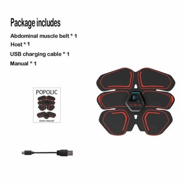Abs Muscle Stimulator EMS Hip Trainer Electric Abdominal Muscle Toner Rechargeable LCD Display Body Slimming Massage - Image 9