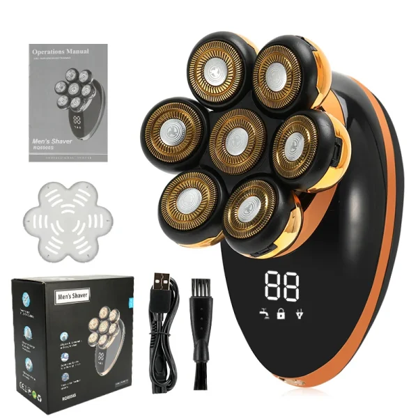 7D Floating Electric Shaver for Men - Wet/Dry Rechargeable Razor with LCD Display for Smooth Shaving and Bald Head Grooming - Image 9