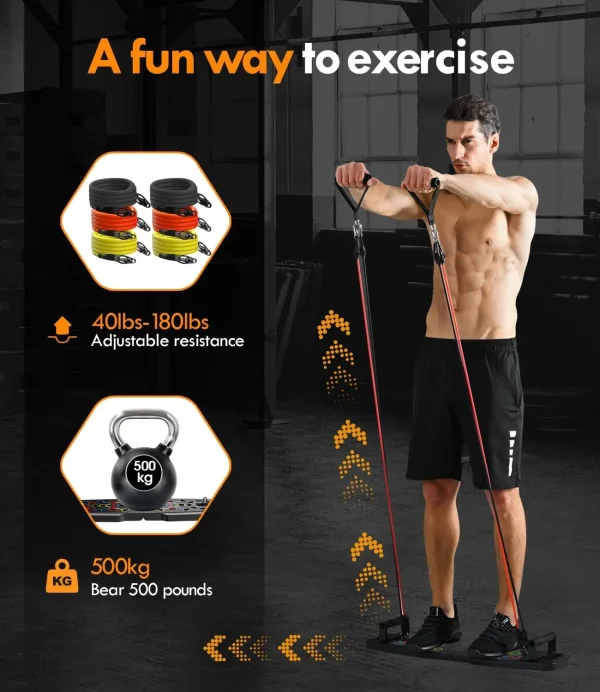Push-Up Board & Pilates Bar Set - Portable Home Gym with 20 Fitness Accessories - Image 4