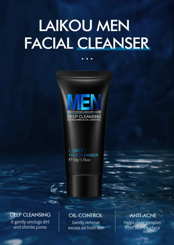 Men Facial Cleanser Face Wash Moisturizing Man Skin Care Oil Control Blackhead Remove Scrub Cosmetics Deep Norishing 50G - Image 4