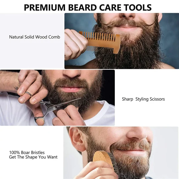 Ultimate 10-in-1 Beard Growth Kit: Oil, Balm, Conditioner, Shampoo, Roller & Comb - Perfect Gift for Men! - Image 4