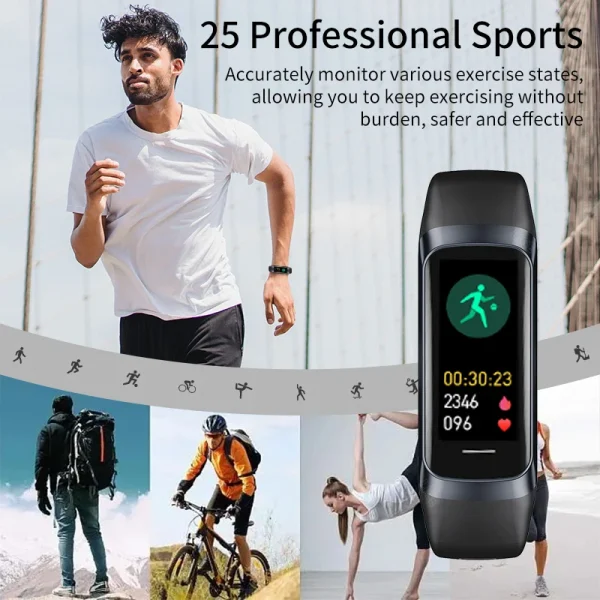 Smartwatch Band - Heart Rate Monitoring Waterproof Men Smart Bracelet Sport Fitness Tracker - Image 8